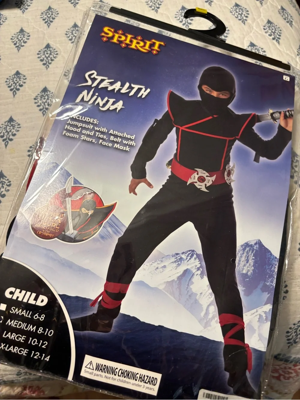 Spirit Stealth Ninja Kids Costume - Black with Red Accents
